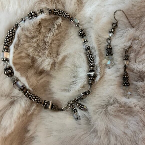 Silver & Crystal Bracelet & Earring Set - Picture 1 of 3